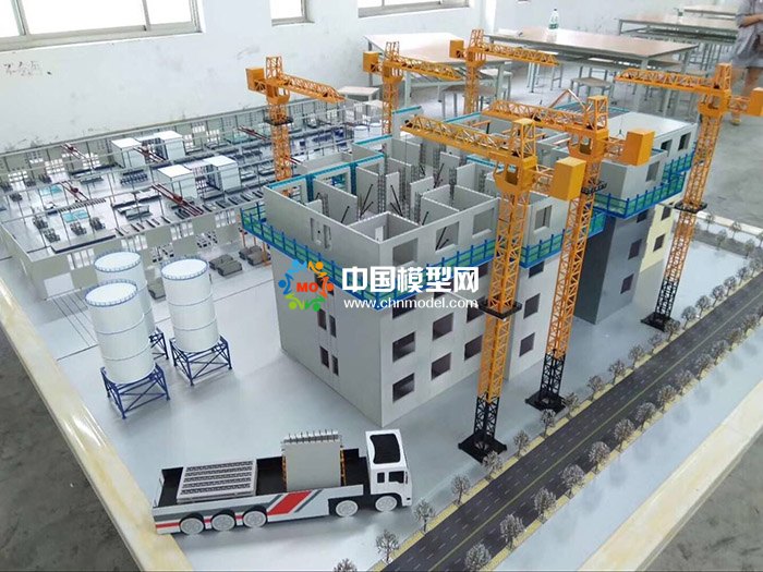 剪刀墻結構吊裝模型，PC構建生產線模型  