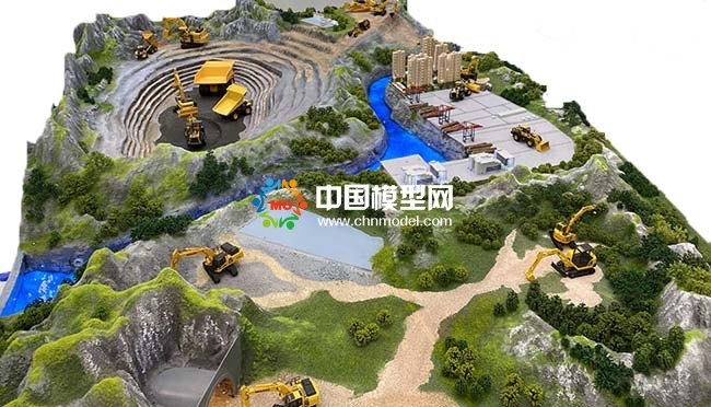 液壓挖掘機工作場景沙盤模型